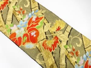 アンティーク　桐に竹模様織り出し袋帯（着用可）